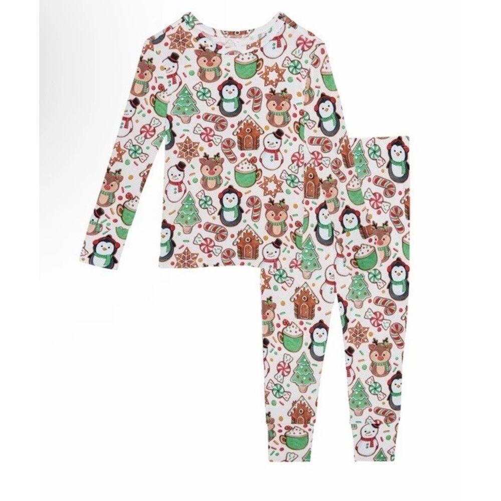 POSH PEANUT Bamboo LONG SLEEVE LOUNGEWEAR PAJAMA & PANTS COOKIE MEDLEY 3/4T NWT